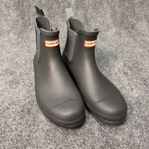 Men's Hunter Chelsea Rain Boots Matte Gray Rubber Waterproof Size 11 Spring
